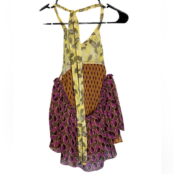 NWT Zara Patchwork Halter Boho Flowy Top XS - Picture 3 of 4